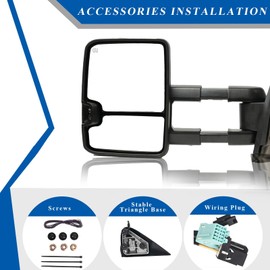 PZ Towing Mirrors for 2003-2006 Chevy Silverado/GMC Sierra 1500 2500 HD 3500 (2007 for Classic Models） Tahoe Suburban Yukon XL Black Power Heated Amber Turn Signal Clearance Lamp Pair Set