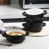 SWEEJAR Ceramic Soup Bowls with Double Handles, 20 Oz Stacked