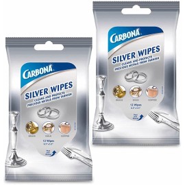 Carbona 24 Count Silver Wipes Cleans Polishes Protects Brass Gold Copper