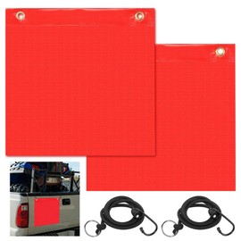 SKJJM Red Warning Flag, Pack of 2 Red Flag, Warning Flag Red for Warning Sign and Double-Head Press Buckle Warning Flag for Transport Bicycle Carrier Caravan Warning Flags for Overhanging Loads