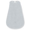 SwaddleDesigns Cotton Sleeping Sack, Heathered Gray, Stripe Trim, Large, 12-18