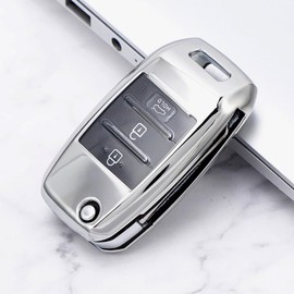 MEDZUK 5 Colours Key Case, Compatible with Kia Sportage QL 2015-2020 Car Key Case with Key Fob, Key Shell Accessories, Protective Case (Silver)