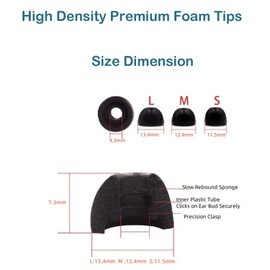 Miayaya 3 Pairs Memory Foam Tips Replacement Earbuds Tips for Beats Fit Pro Ear Foam Tip Eartip Fit in The Charging Case Ear Covers, S/M/L, Black