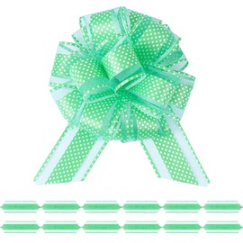 12Pcs Wave Point Gift Wrap Pull Bows, Large 6 Inch Assorted Gift Pull Bows, for Presents,Christmas Party Birthday Gift for Wrapping Boxes,Valentine's Day Gift Decorations (Green)