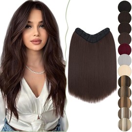 SEGO Clip-In Extensions Like Real Hair, 1 Piece U-Shaped Hair Extensions with 5 Clips, 45 cm, Straight, for Full Head, 160 g, Medium Brown