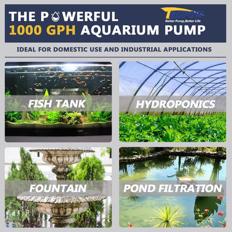 Trupow Flow Adjustable Frequency Electric Inline Garden Submersible Pond Filter