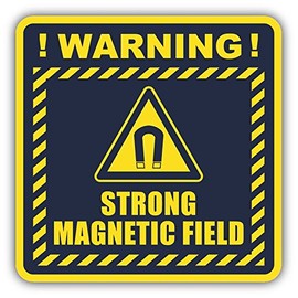 Zirni Strong Magnetic Field Warning Sign Sticker Decal Design 5" X 5"