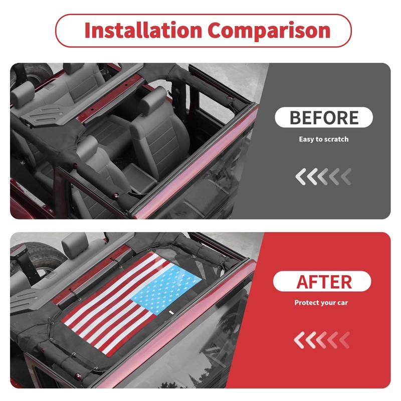 Linskip Mesh Sun Shade Top Compatible with 2007-2017 Jeep Wrangler