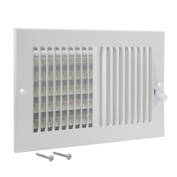 EZ-FLO 61610, White Two-Way Sidewall/Ceiling Register, 10 inch (W) x 6 inch (H) Duct Opening, 10" x 6"