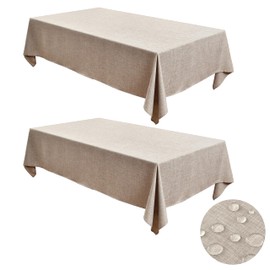 Fitable Faux Linen Tablecloths for Rectangle Tables: Water & Stain Resistant Farmhouse Table Cloth, Washable Burlap Textured Table Covers for Kitchen Dining Party(2 Pack, 60x102 Inch, Nature)