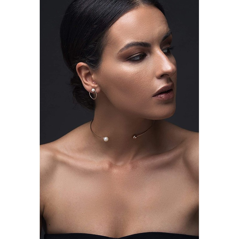 Minimalist Hoop Earrings Gold Plated Pearl Stud Earrings Small Hoop