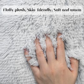 Uhomy 2 Packs Fluffy Plush Pillow Cover 12"x20", Luxury Gray Soft Fuzzy Faux Fur Throw Pillow Cover Cushion Case for Sofa Bed, Fall Winter Home Decorative Gray Ombre 30x50 cm Two Sides Fur