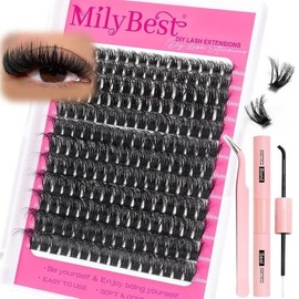 Millibest 밀리베스트 속눈썹 클러스터 키트 100D 플러프 연장 10-18mm 개별 D 컬 키트, 앤 씰이 있는 방수 두꺼운 볼륨 클러스터, 핀셋 [Spikes -80DKit] Millibest Eyelash Cluster Kit 100D Puff Extension 10-18mm Individual D Curl Kit, Waterproof Thick Volume Clusters with Seal, Tweezers [Spikes -80DKit]