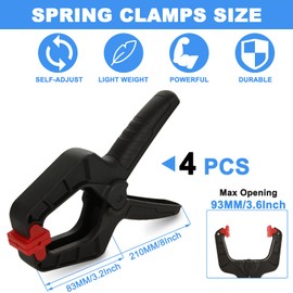 LDHHYH 4 Pack Spring Clamps, 8 Inch Clamps for Woodwork Plastic Heavy Duty Spring Clips, Large Spring Clips Clamps for Photo Studio Greenscreen Background Stand