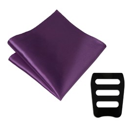 Gsyziux Pocket Squares for Men 11.81" Silk Satin Mens Handkerchiefs with Pocket Square Holder for Wedding Party Prom (Purple)