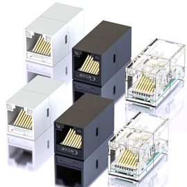 CNCOB Ethernet Coupler RJ45 Coupler 6 Pack Ethernet Connector Cable Extender Female to Female for Cat7/Cat6/Cat5e/Cat5 (2 Black + 2 White + 2Transparent)