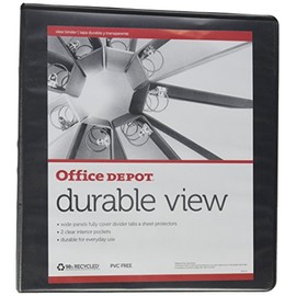 OfficeMax Durable View Binders with Round Ring 1-1/2", Black