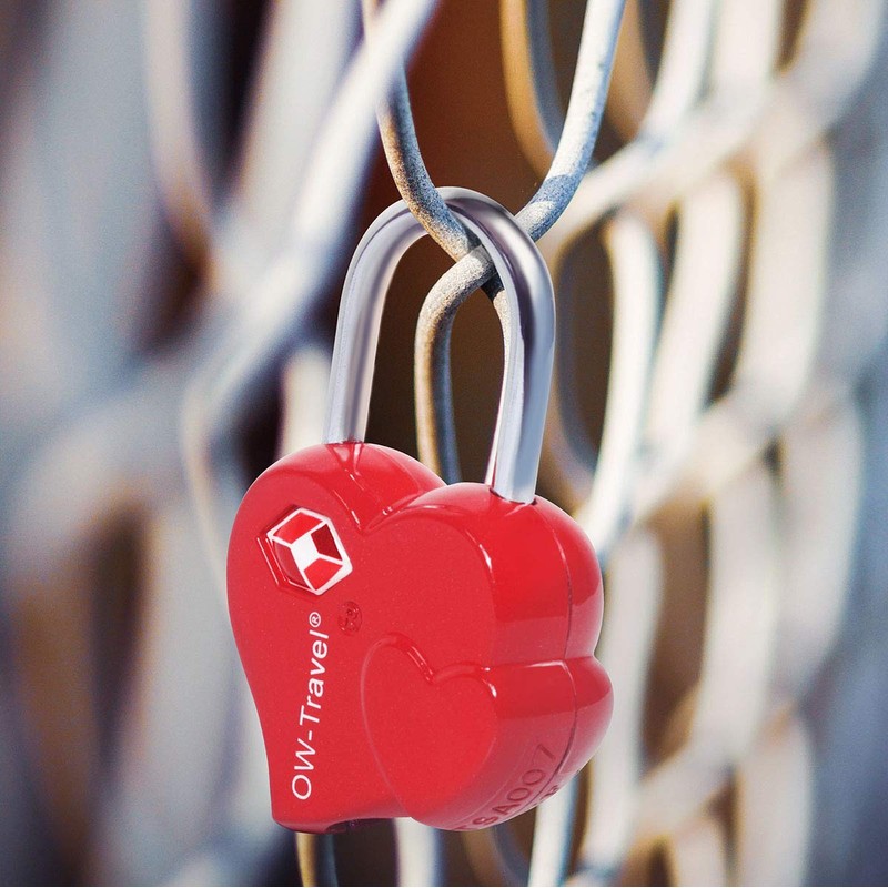 OW-Travel Heart Lock with Key Suitcase Lock Padlock Luggage Lock