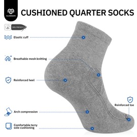 CLOSEMATE 6 Pairs Womens Ankle Athletic Socks Cushioned Cotton Comfort Breathable for Running Sports(2BlackGrey2WhiteGrey2Grey, Size M)