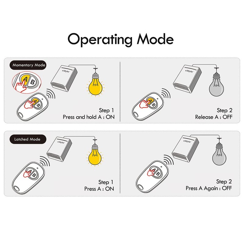 eMylo RF DC 12V 1 Channel One Relay Wireless Remote