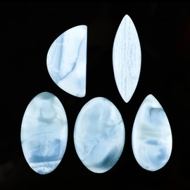 CRYSTALINES 5pcs High Grade Natural Blue Opal Gemstone, Wholesale Cabochons, DIY Crafts, Jewelry Making, Polished Stones Supply, Chakra Healing Crystals, Gem Collection