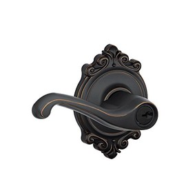 SCHLAGE F51A FLA 716 BRK Flair Lever with Brookshire Trim Keyed Entry Lock, Aged Bronze