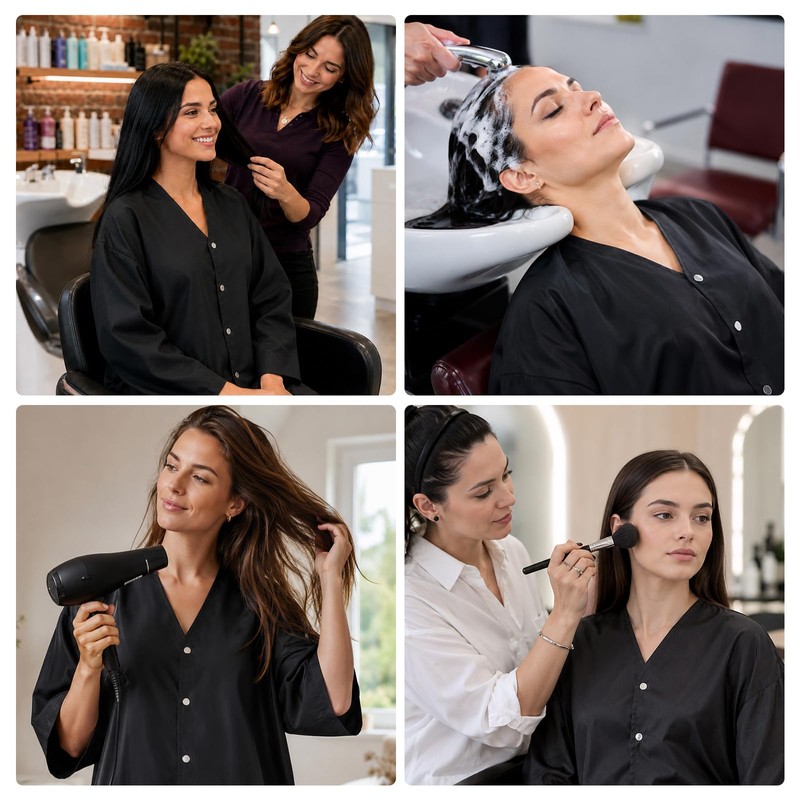 Salon Client Gown Capes, Hair Stylist Smock with 2 Pockets,
