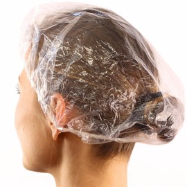 HausHeld® Women's Shower Cap, 100 x Shower Caps, Transparent Hair Caps, Disposable Shower Caps, Large, Bath Cap, Hair Cap, Hair Cap, Hair Net Kitchen - Cover Hair, Hair Cap, Hair Dyeing
