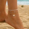 Shell Anklets for Women Waterproof Boho Beaded Anklets Set Adjustable