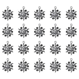 Ruwado 30 Pcs Sun Charm with Face Metal Cute 2.3 x 1.8 Large Vintage Celestial Pendants for DIY Jewelry Making Necklace Bracelet Earring Keychain Christmas Tree Decoration (Antique Silver)