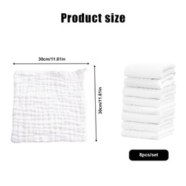 8Pcs Muslin Cloths for Baby, 12x12 Inch Cotton Muslin Squares, 6 Layers