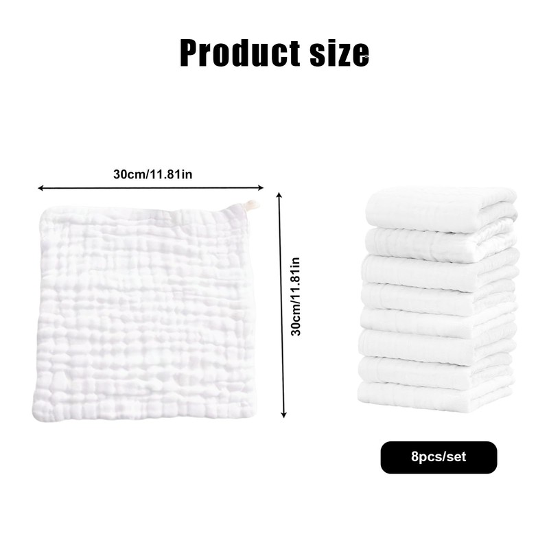 8Pcs Muslin Cloths for Baby, 12x12 Inch Cotton Muslin Squares,