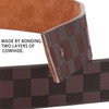 Men's Leather Checkered Pattern Belt with Silver Buckle, Classic Design