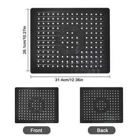31.5 x 26.2 cm Sink Protection Mat, Rubber, Sink Mat with Drainage Hole, Non-Slip Sink Mat, Sink Protection, Collapsible, Square Sink Insert for Crockery and Sinks (White)