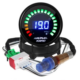2 inch 52 mm Car Air Fuel Ratio Meter AFR Meter with Blue LED Digital Display with Narrow Band O2 Oxygen Sensor Car Meter 12V
