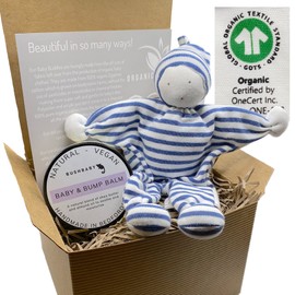 GOTS Mum and Baby Gift Box, Natural Vegan Ethically Sourced Pregnancy Gifts for Mum Expecting, New Mummy to be Bump Shower Gift Hamper, Mom Maternity Pamper Present Bundle (Newborn Boy)