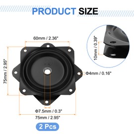 uxcell 2Pcs 3" Bar Stool Swivel Replacement, 360° Rotation Lazy Susan Turntable, Square Semi-Ball Bearing Seat Swivel Base Mount Plate for Recliner Chair or Table, Black (75x1mm)