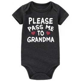 AIZFFZY Please Pass Me To Grandma Baby Clothes Loves Me Grandmas Boy I Love Grandma Gifts Baby Bodysuits Baby Romper, Pass Me to Grandma Grey, 0-3 Months