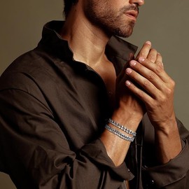 VNOX 2PCS Chain Bracelet for Men Women Stainless Steel Silver Cuban Chain Mens Bracelet Link Set Mens Jewelry Gifts for Men Dad Husband Boyfriend Birthday Christmas Valentine's Day,6.5/7/8.3/9 Inches