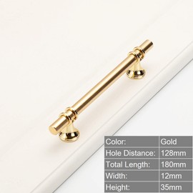 Pack of 8 Furniture Handles, Kitchen Handles, Stainless Steel Cabinet Handles, Modern Zinc Alloy Black Rose Gold Vintage Door Handles for Kitchen Cabinets (128 mm, Gold)