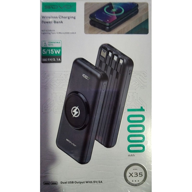 SOVO Wireless Portable Charger 10,000mAh 15W Dual Charging 15W Fast