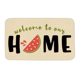 ONWAY Summer Watermelon Door Mat Welcome to Our Home Decorative Doormat Farmhouse Low-Profile Floor Rug Switch Mat for Home Indoor Outdoor Decorations 17 x 29 Inch