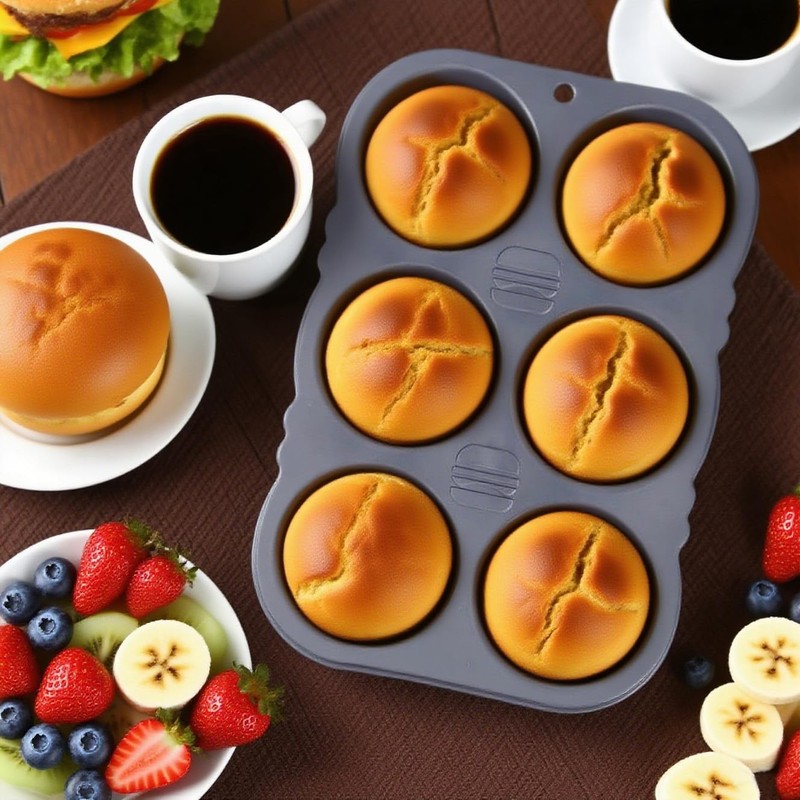 3 PCS Silicone Hamburger Bun Pan and Baguette Pan Set,