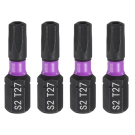 HARFINGTON 4pcs TT27 Torx Screwdriver Bit 1/4" Hex Shank 25mm/1" Length Magnetic Star 6 Point Head Hex Bits S2 Steel Screw Driver Bit with Hole Industrial Grade Electric Drill Bits