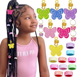 SAWINDA 20PCS Colorful Butterfly Hair Jewelry for Braids Loc Dreadlock Accessories Gold Braid Hair Clips Hair Beads Charms Accessories Hair Rings Jewelry Hair Accessory for Kids and Girls
