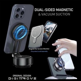 Vacuum & Dual-Sided Magnetic Phone Holder | 360° Footless Tripod | Magnetic Selfie Stick - Automatic Vacuum Suction Car Mount | Foldable - Compact