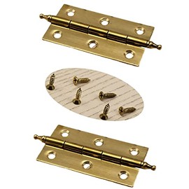 2 Pack Door Hinge Decorative Solid Brass Cabinet Cupboard Door Butt Hinges Furniture Folding Hinges Hardware Set (2 Inch, Brass B)