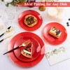 100PCS Red Gold Plastic Plates for 50 Guests, Hefty Disposable