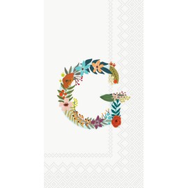 Boston International IHR Guest Towel Buffet Paper Napkins, 8.5 x 4.5-Inches, Floral Monogram G