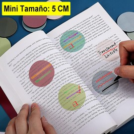400 Piezas Nota Adhesiva Transparente, Morandi Linda Redonda Etiqueta Transparente Etiqueta Adhesiva, Marcar, Accesorio para la revista Office Bible Aesthetics（ Tamaño size 5cm）